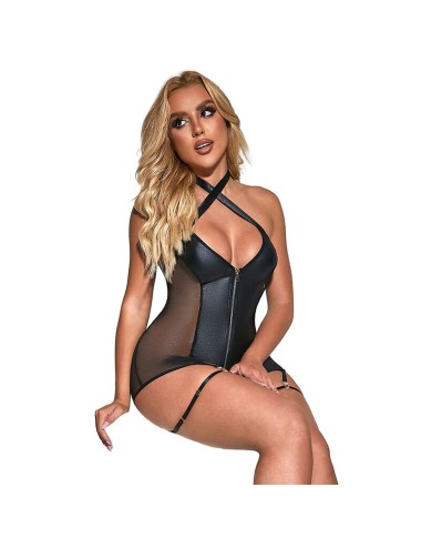 SUBBLIME - 954444 ROBE SEXY EN MAILLE CUIR NOIR S/M