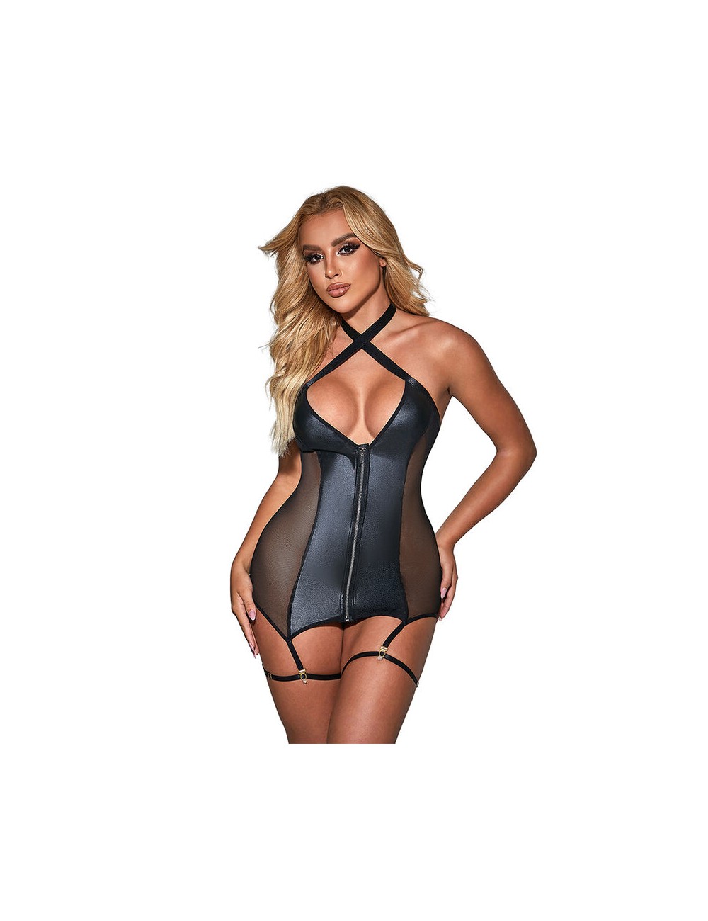 SUBBLIME - 954451 ROBE SEXY EN MAILLE CUIR NOIR L/XL SUBBLIME - 954451 ROBE SEXY EN MAILLE CUIR NOIR L/XL