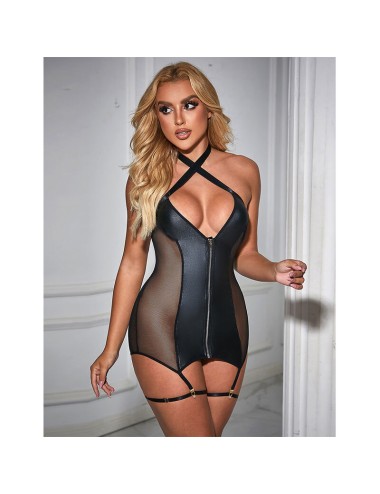 SUBBLIME - 954451 ROBE SEXY EN MAILLE CUIR NOIR L/XL
