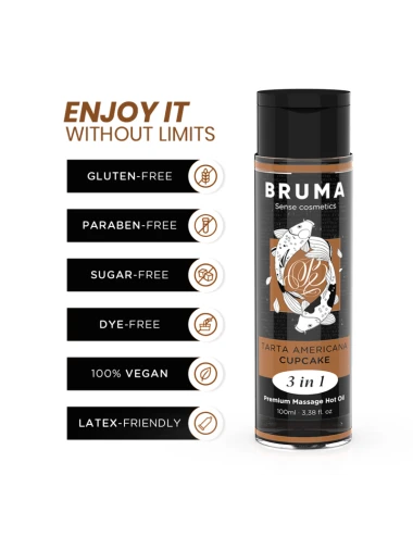 BRUMA - HUILE DE MASSAGE PREMIUM EFFET CHALEUR SAVEUR CUPCAKE 3 EN 1 - 100 ML