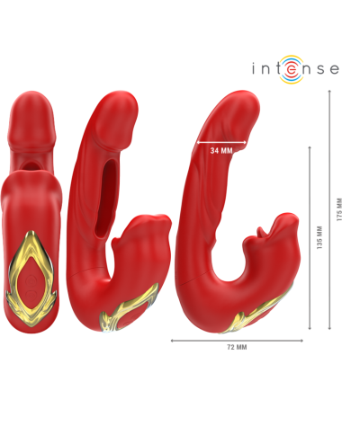 INTENSE - NATHY DOUBLE VIBRATEUR AVEC BOUCHE STIMULANTE MULTIFONCTION ROUGE