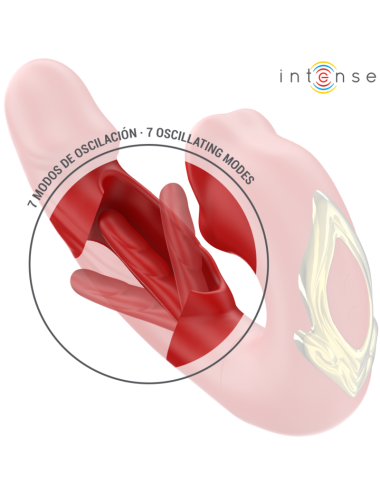 INTENSE - NATHY DOUBLE VIBRATEUR AVEC BOUCHE STIMULANTE MULTIFONCTION ROUGE
