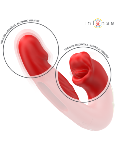 INTENSE - NATHY DOUBLE VIBRATEUR AVEC BOUCHE STIMULANTE MULTIFONCTION ROUGE