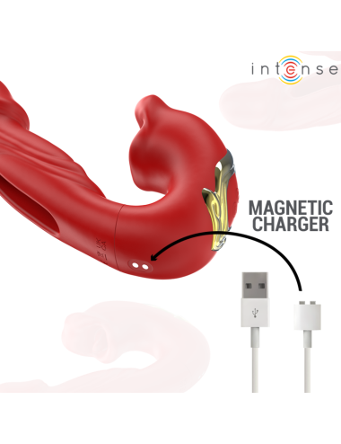 INTENSE - NATHY DOUBLE VIBRATEUR AVEC BOUCHE STIMULANTE MULTIFONCTION ROUGE