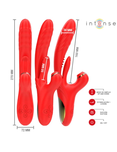 INTENSE - KAROL VIBRATEUR MULTIFONCTION POUSSÉE & STIMULATION & ASPIRATION ROUGE