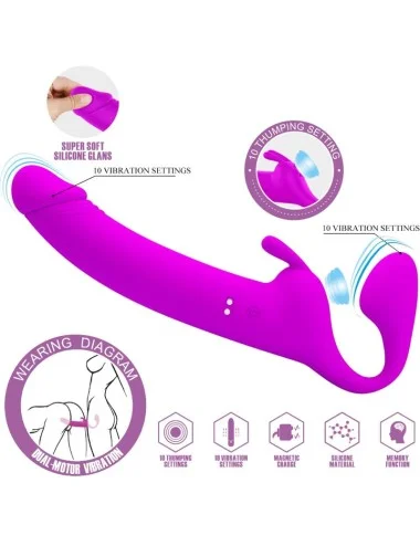 PRETTY LOVE - ZANINI STRAPLESS STRAP-ON 10 VIBRATIONS VIOLET