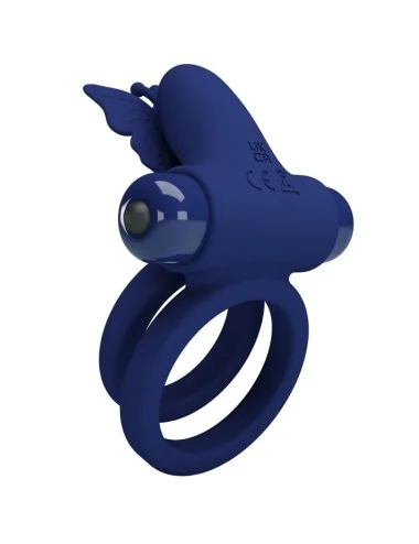 PRETTY LOVE - JAMELE DOUBLE ANNEAU AVEC VIBRATION & STIMULATEUR DE PAPILLON BLEU