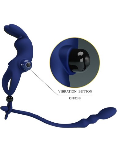 PRETTY LOVE - AYAD ANNEAU VIBRATEUR LAPIN AVEC PLUG BLEU