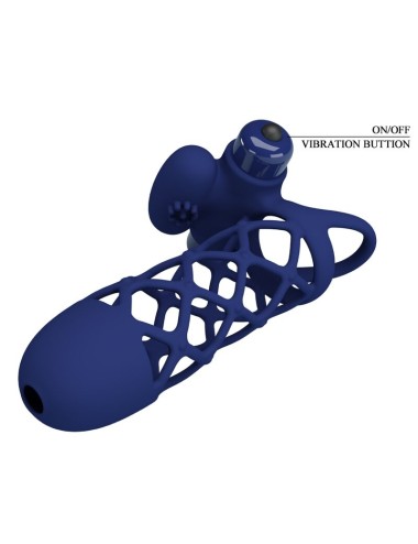 PRETTY LOVE - GIANN ANNEAU VIBRATEUR AVEC GAINE EN SILICONE BLEU