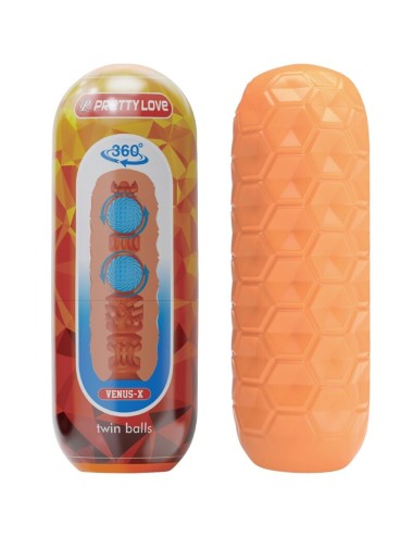 PRETTY LOVE - MASTURBATEUR POUR HOMME À DEUX BOULES ORANGE