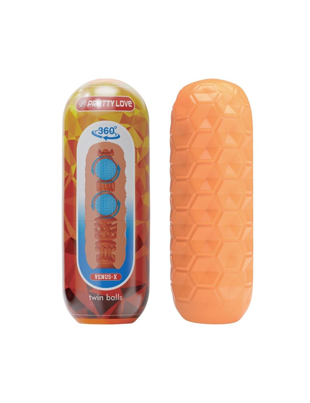 PRETTY LOVE - MASTURBATEUR POUR HOMME À DEUX BOULES ORANGE
