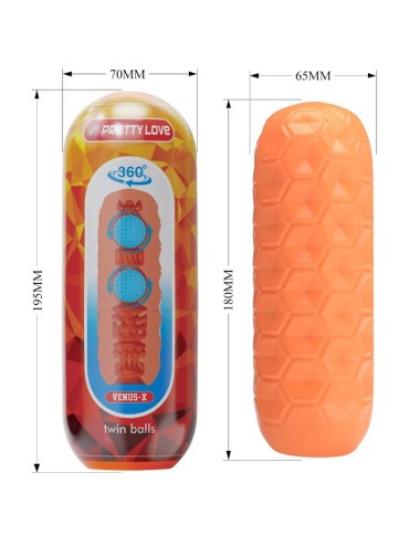 PRETTY LOVE - MASTURBATEUR POUR HOMME À DEUX BOULES ORANGE