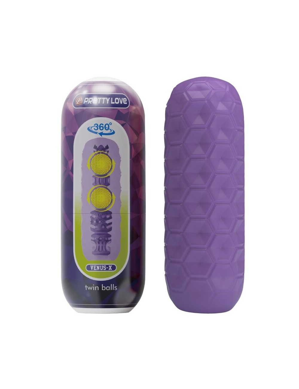 PRETTY LOVE - MASTURBATEUR POUR HOMME À DEUX BOULES VIOLET PRETTY LOVE - MASTURBATEUR POUR HOMME À DEUX BOULES VIOLET