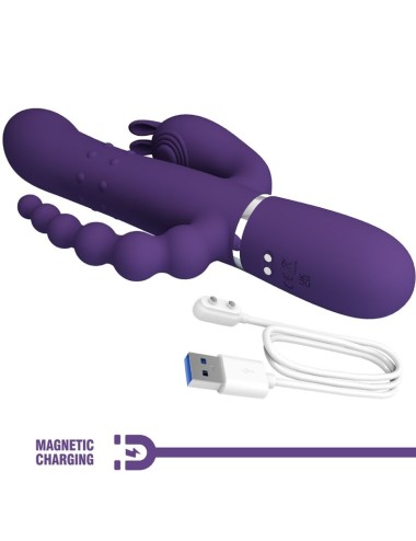 PRETTY LOVE - CAMMY TRIPLE VIBRATEUR MULTIFONCTION 4 EN 1 VIOLET