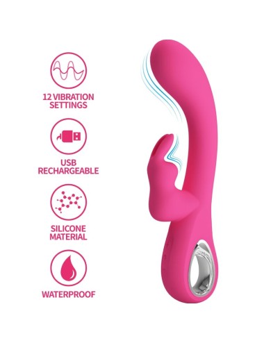 PRETTY LOVE - VIBRATEUR NOVAK RABBIT 12 VIBRATIONS ROSE