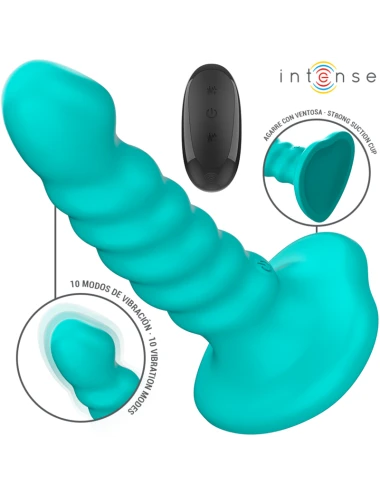 INTENSE - BUFFY VIBRATEUR TAILLE S DESIGN SPIRALE 10 VIBRATIONS TÉLÉCOMMANDE BLEUE