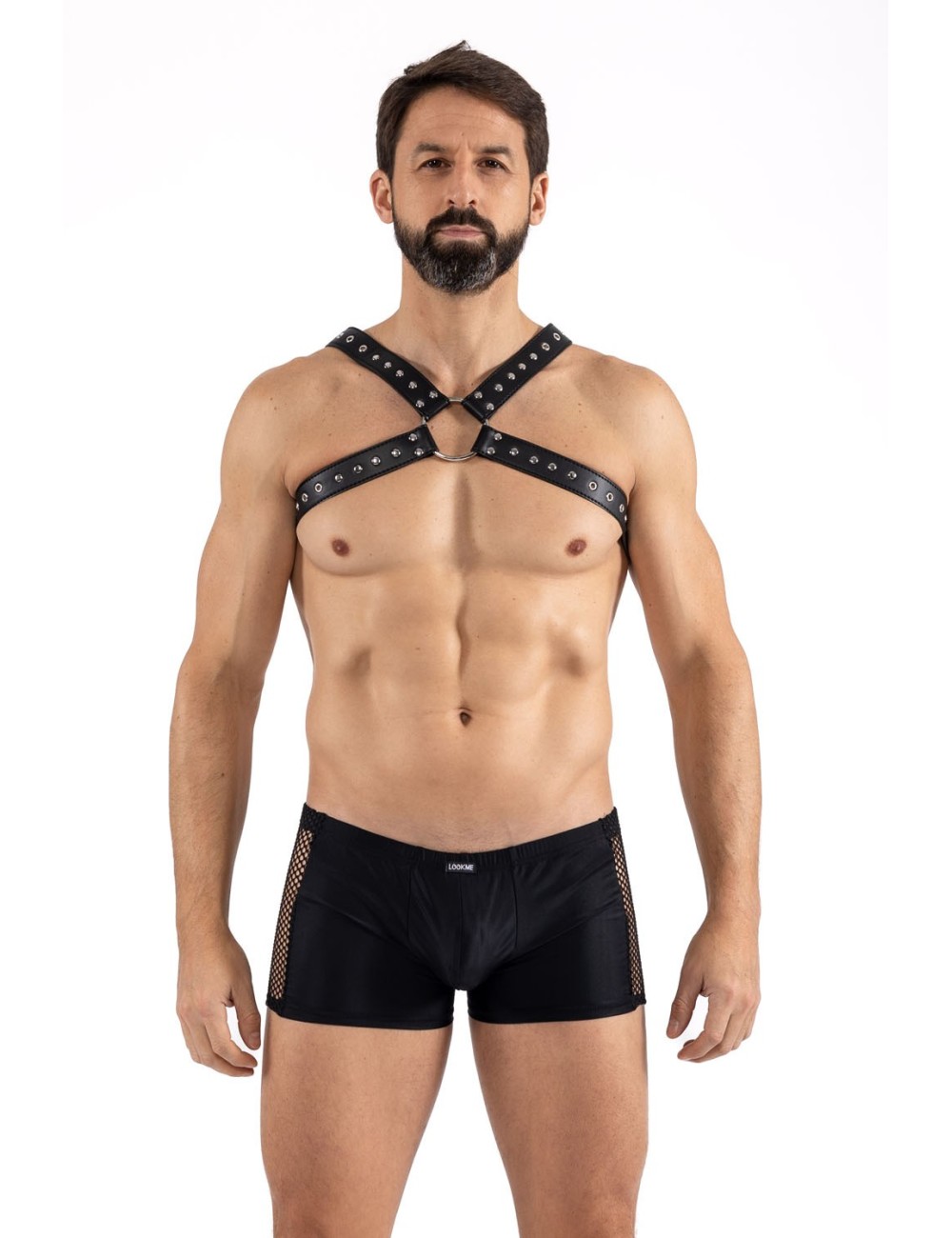 Harnais homme simili cuir larges sangles avec anneaux - LM302412187 Harnais homme simili cuir larges sangles avec anneaux - LM302412187