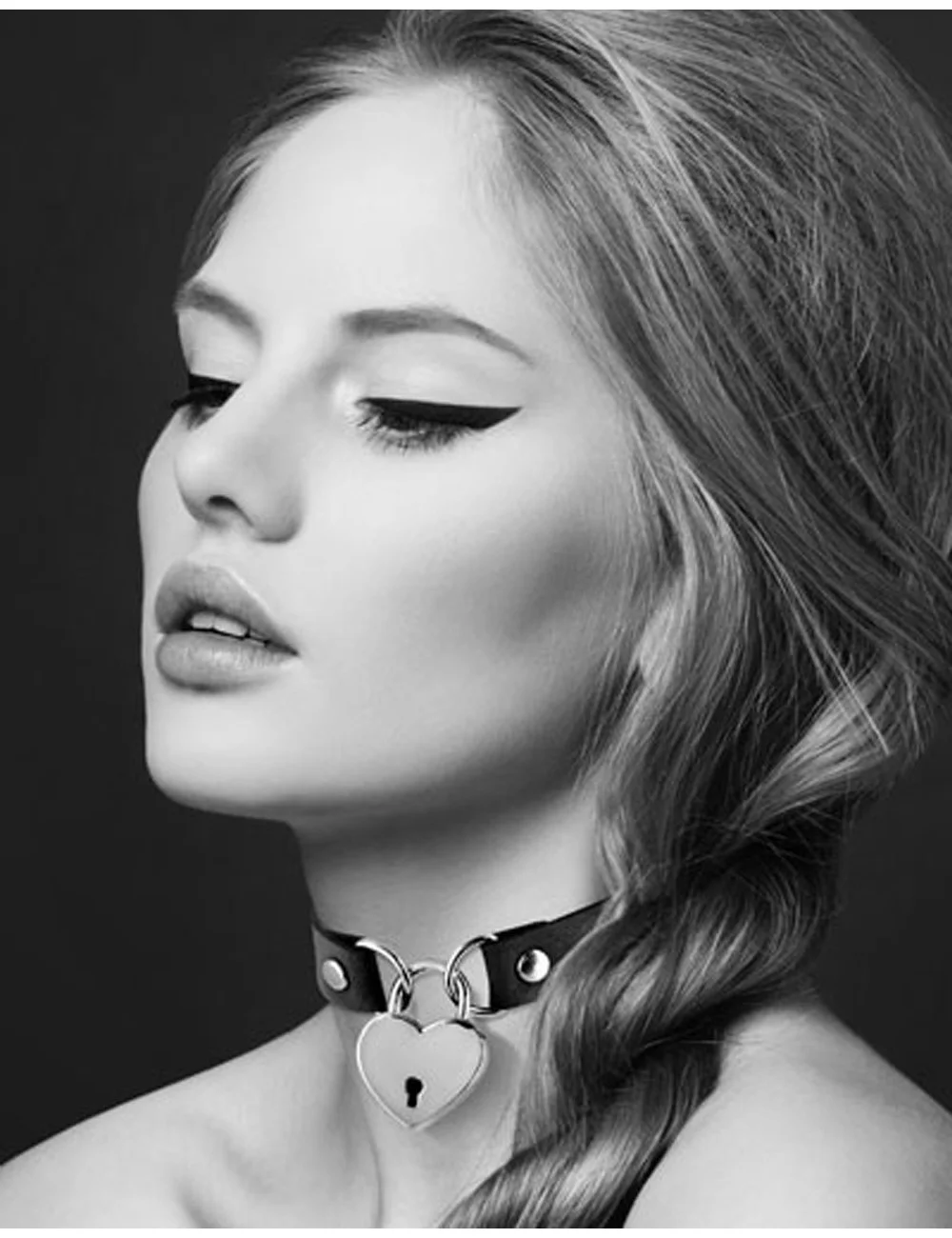Collier en cuir noir SM avec pendentif cadenas coeur argenté - CC6060040010 Collier en cuir noir SM avec pendentif cadenas coeur argenté - CC6060040010