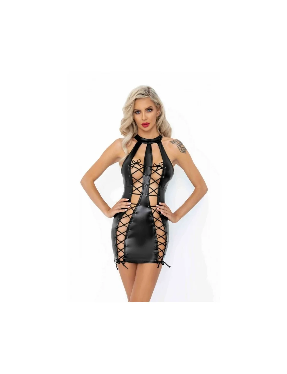 F291 Robe en Powerwetlook avec double laçage sur le devant F291 Robe en Powerwetlook avec double laçage sur le devant