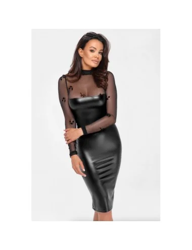 F310 Sublime robe midi en wetlook et maille floquée