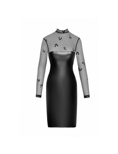 F310 Sublime robe midi en wetlook et maille floquée