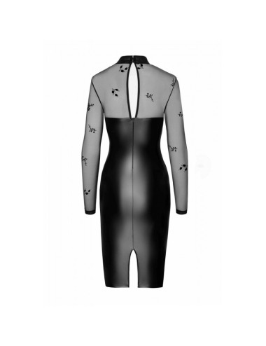 F310 Sublime robe midi en wetlook et maille floquée