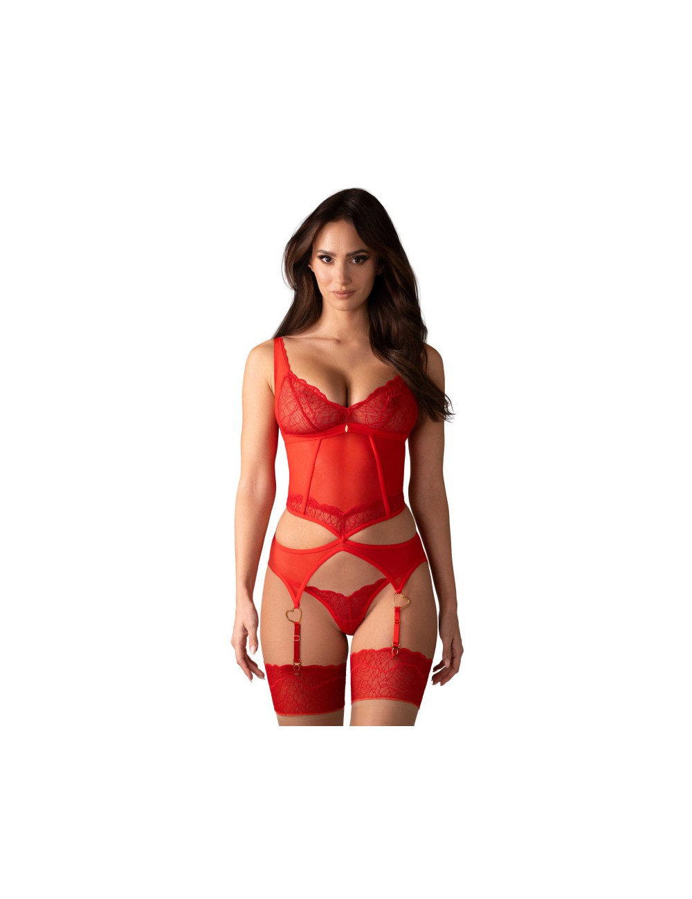 Cupide Desir corset et string - Rouge