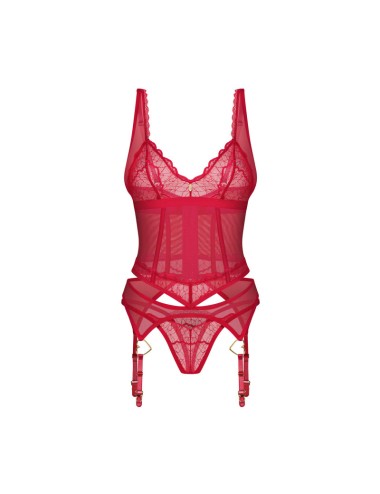 Cupide Desir corset et string - Rouge