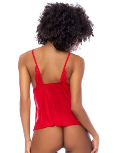 Nuisette courte rouge et string assorti - MAL7562RD