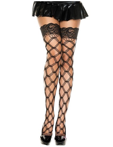 Bas noirs filet losange - MH4543BLK