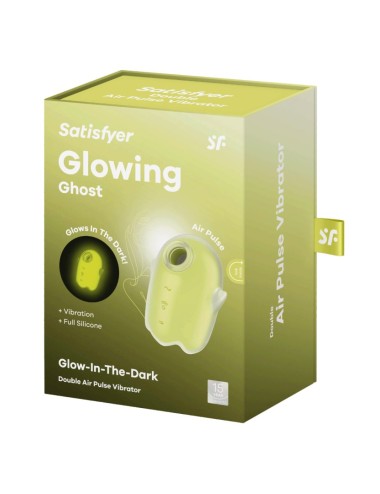 Stimulateur de clitoris fluorescent vibration et air pulsé USB vert Glowing Ghost Satisfyer - CC597852