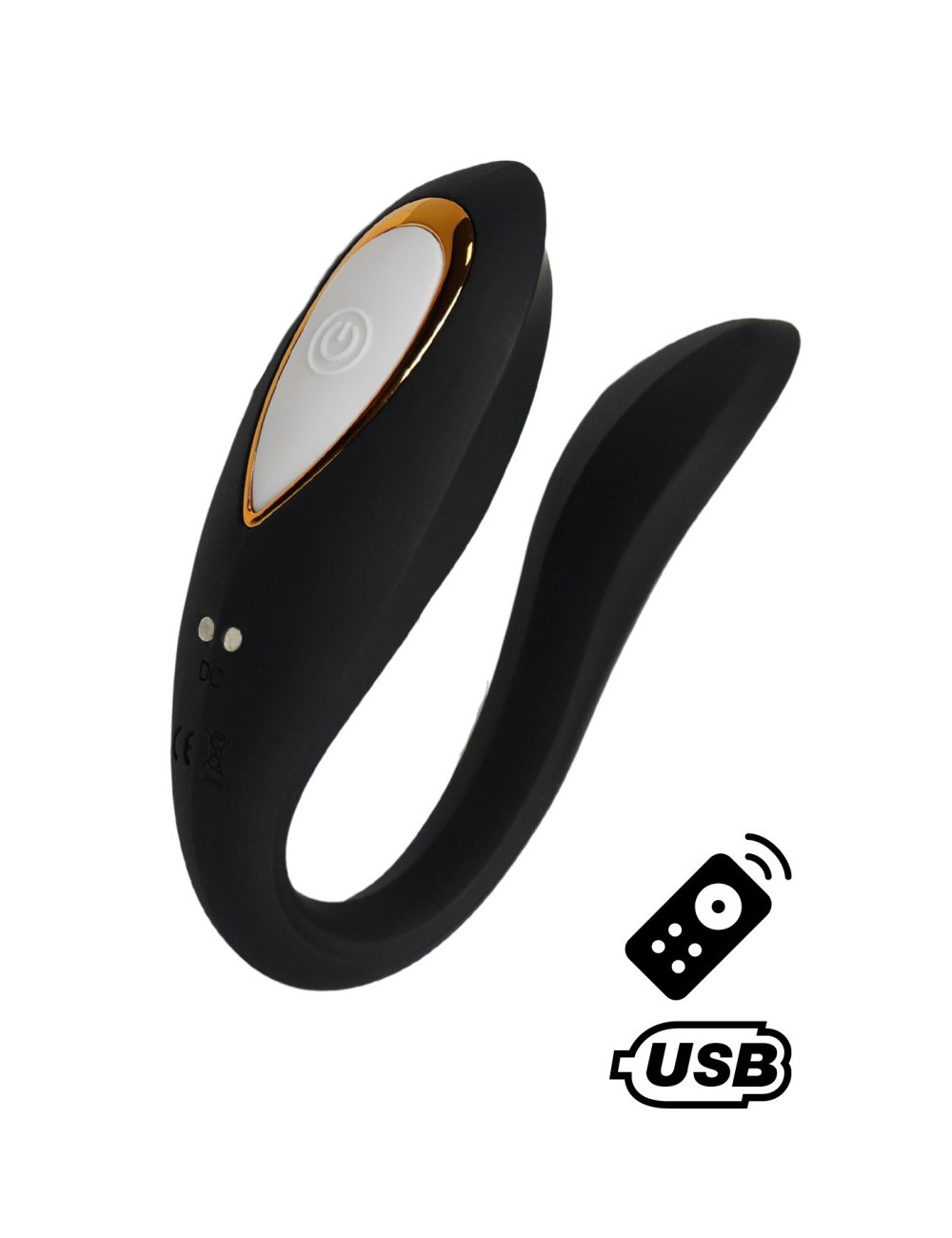 OSMOSE, stimulateur pour couple USB, à double tête, avec télécommande, en silicone médical - BQ602BLK