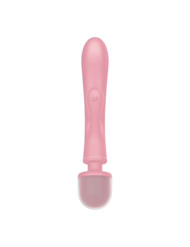 2 en 1 Vibromasseur rabbit et wand rose USB Triple Lover Satisfyer - CC597843