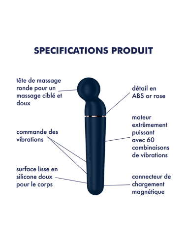 Vibromasseur wand bleu USB 60 vibrations Planet Wand-er Satisfyer - CC597845