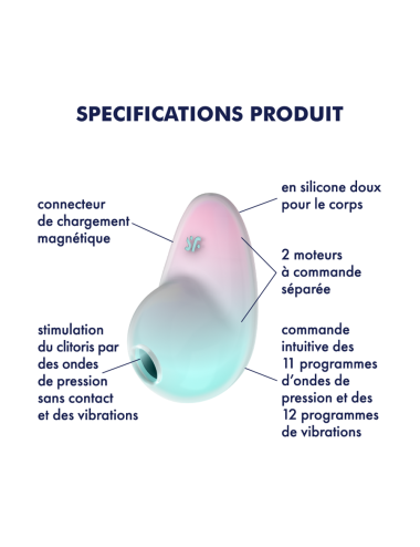 Stimulateur clitoridien par onde de pression sans contact et par vibration USB vert et rose, Pixie Dust Satisfyer - CC597837