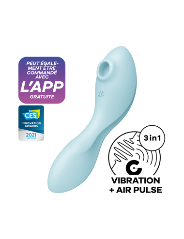 Vibromasseur connecté 3 en 1 Bleu USB Curvy Trinity 5 - CC597823