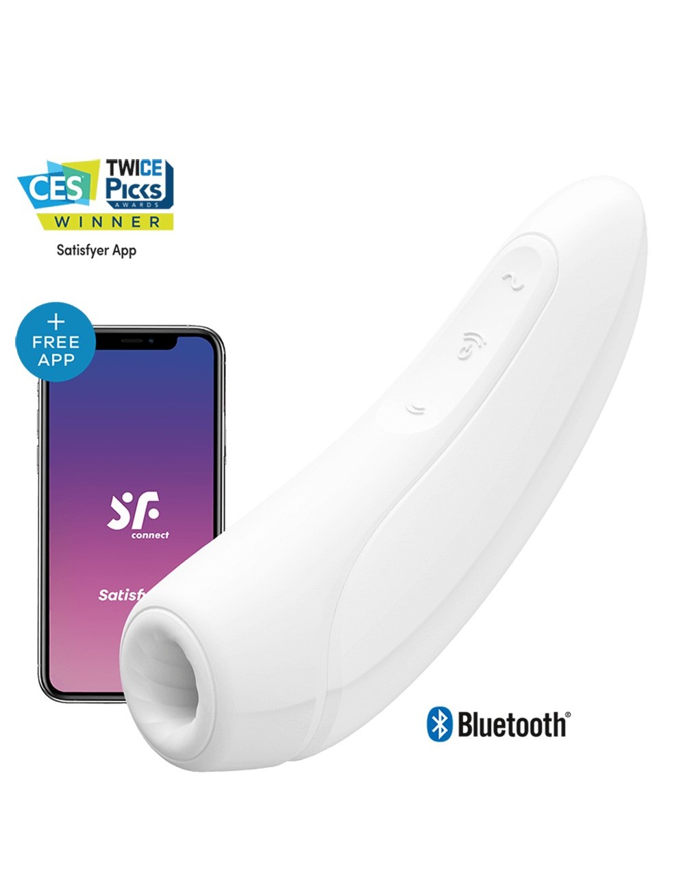 Stimulateur clitoridien connecté blanc Curvy 1 Satisfyer - CC5972390020 Stimulateur clitoridien connecté blanc Curvy 1 Satisfyer - CC5972390020