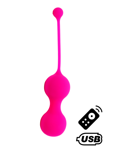 MINA Rose, Boules de Geisha en silicone médical USB avec télécommande - BQ130PNK