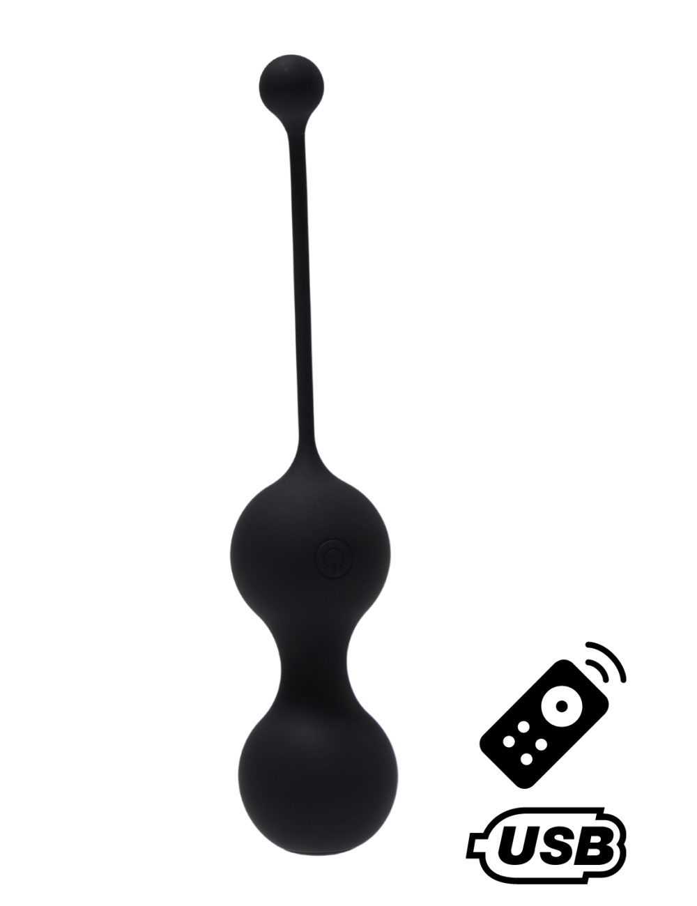 MINA Noir, Boules de Geisha en silicone médical USB avec télécommande - BQ130BLK MINA Noir, Boules de Geisha en silicone médical USB avec télécommande - BQ130BLK