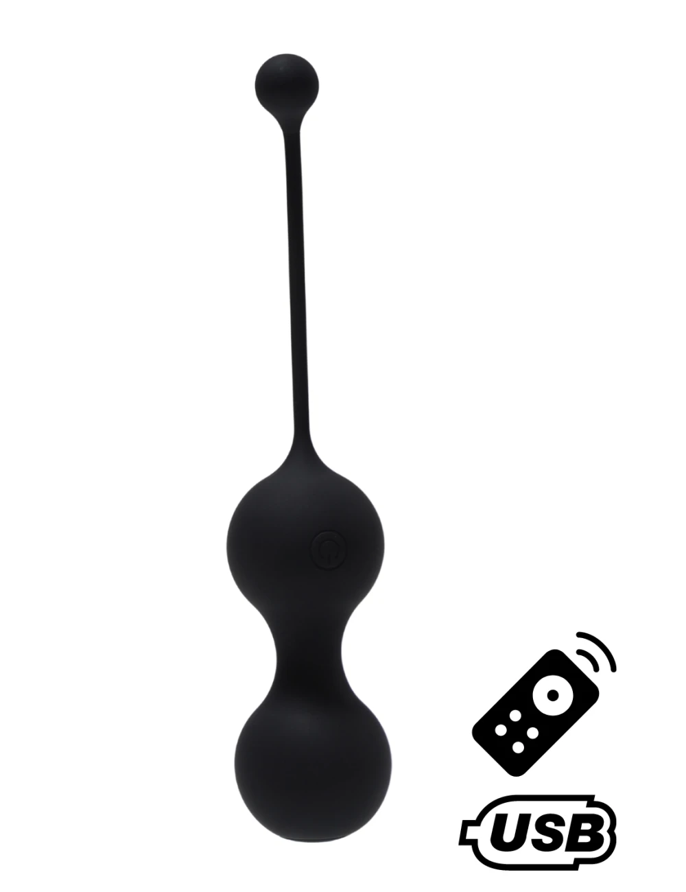 MINA Noir, Boules de Geisha en silicone médical USB avec télécommande - BQ130BLK MINA Noir, Boules de Geisha en silicone médical USB avec télécommande - BQ130BLK