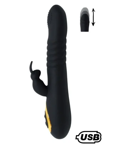 TWIST 2 Noir, Vibromasseur Rabbit va-et-vient USB en silicone médical, doté de 18 modes de stimulation - BQ587BLK