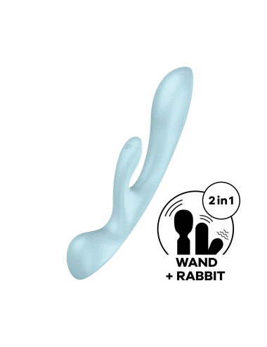 2 en 1 Rabbit point G avec stimulateur de clitoris et Wand Bleu USB Triple Oh Satisfyer - CC597813