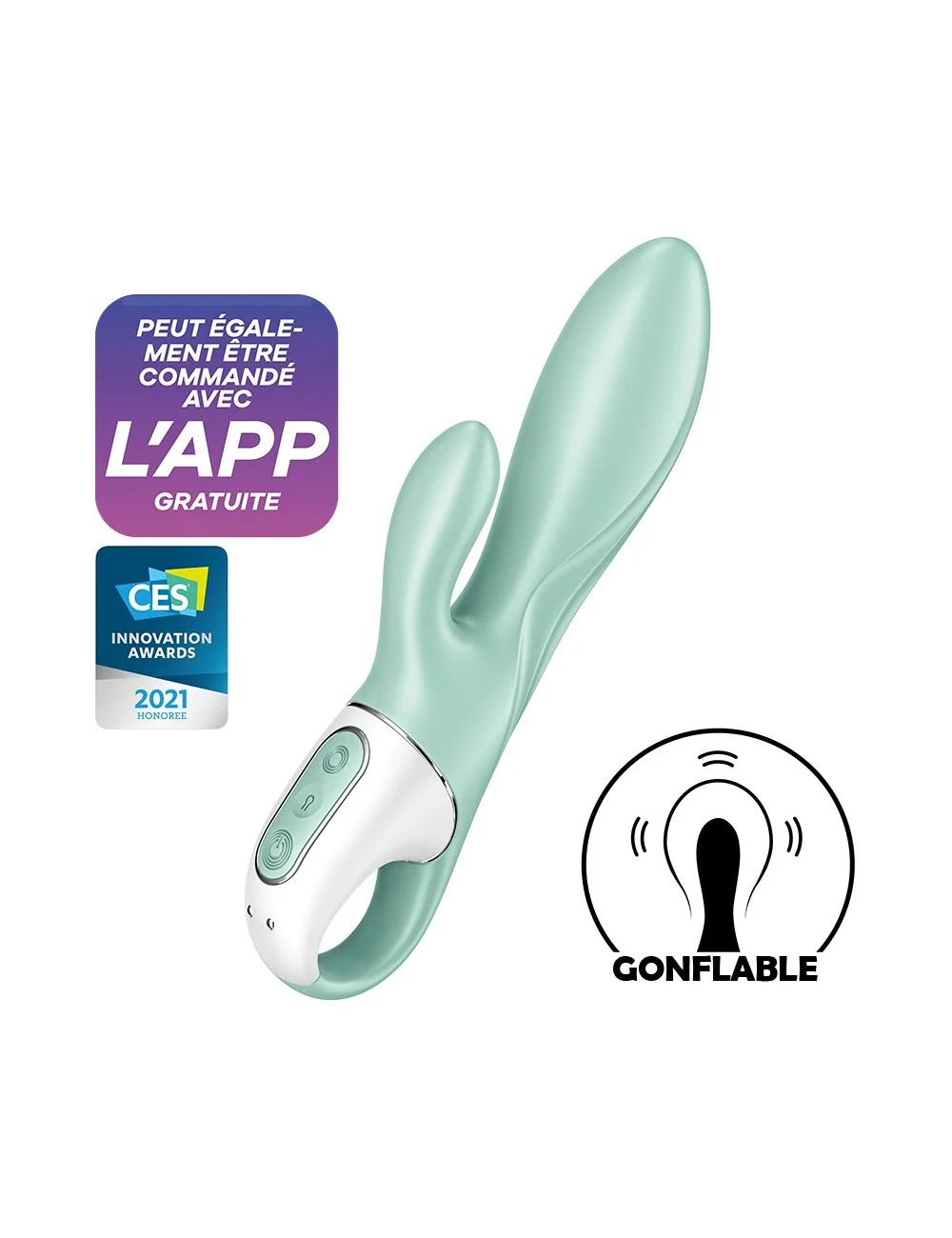 Vibromasseur rabbit gonflant connecté, USB Air Pump Bunny 5 Satisfyer - CC597801 Vibromasseur rabbit gonflant connecté, USB Air Pump Bunny 5 Satisfyer - CC597801