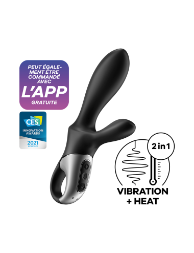 Vibromasseur rabbit noir USB, chauffant et connecté Heat Climax  Satisfyer - CC597791