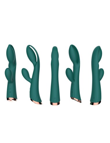 Vibromasseur vert avec stimulateur de clitoris LRIS USB - LRISGREEN