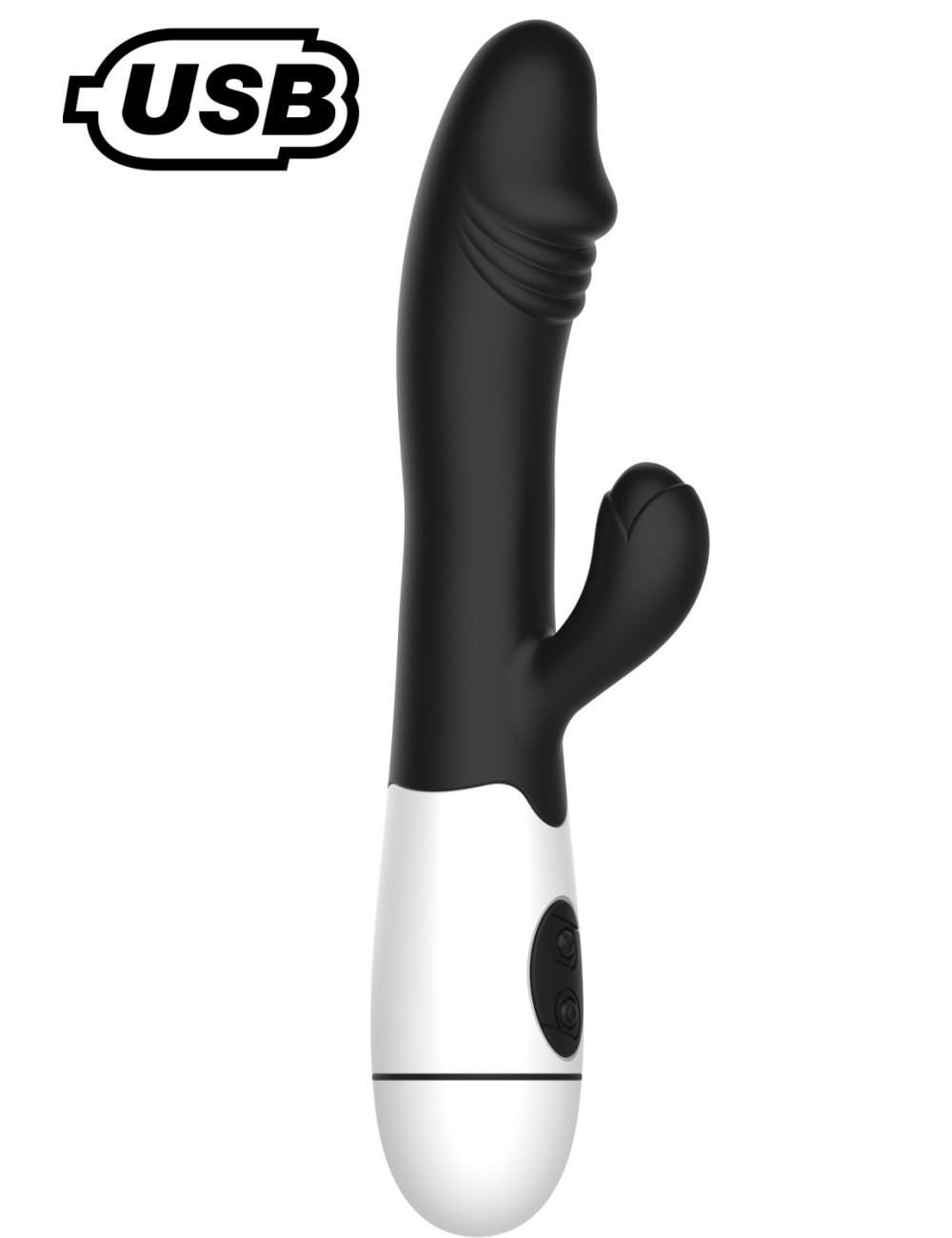 Vibromasseur rabbit USB noir avec gland 30 programmes - CR-VA001BLKR Vibromasseur rabbit USB noir avec gland 30 programmes - CR-VA001BLKR