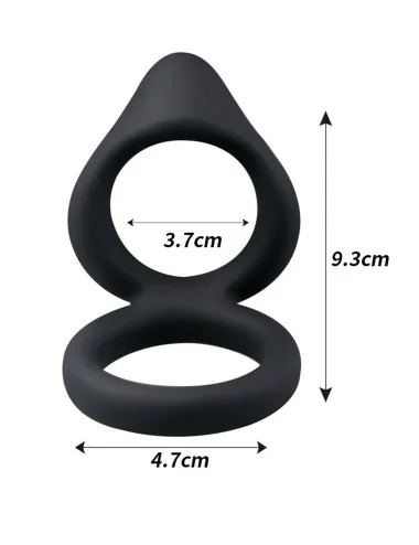 Double cockring noir en silicone - WS-NV508B