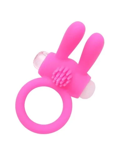 Anneau vibrant silicone rose avec oreilles de lapin - COR-003PNK