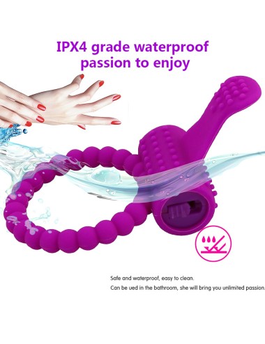 Anneau violet vibrant silicone avec langue picot - COR-018PUR