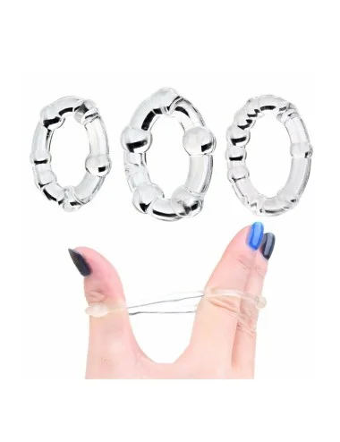 Pack 3 cockring transparents avec billes - CR-COR005CLE